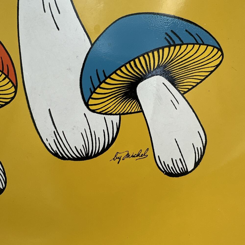 Vintage Retro XL Yellow 70's Mid Century Mushroom Melamine Round Platter - Picture 2 of 5